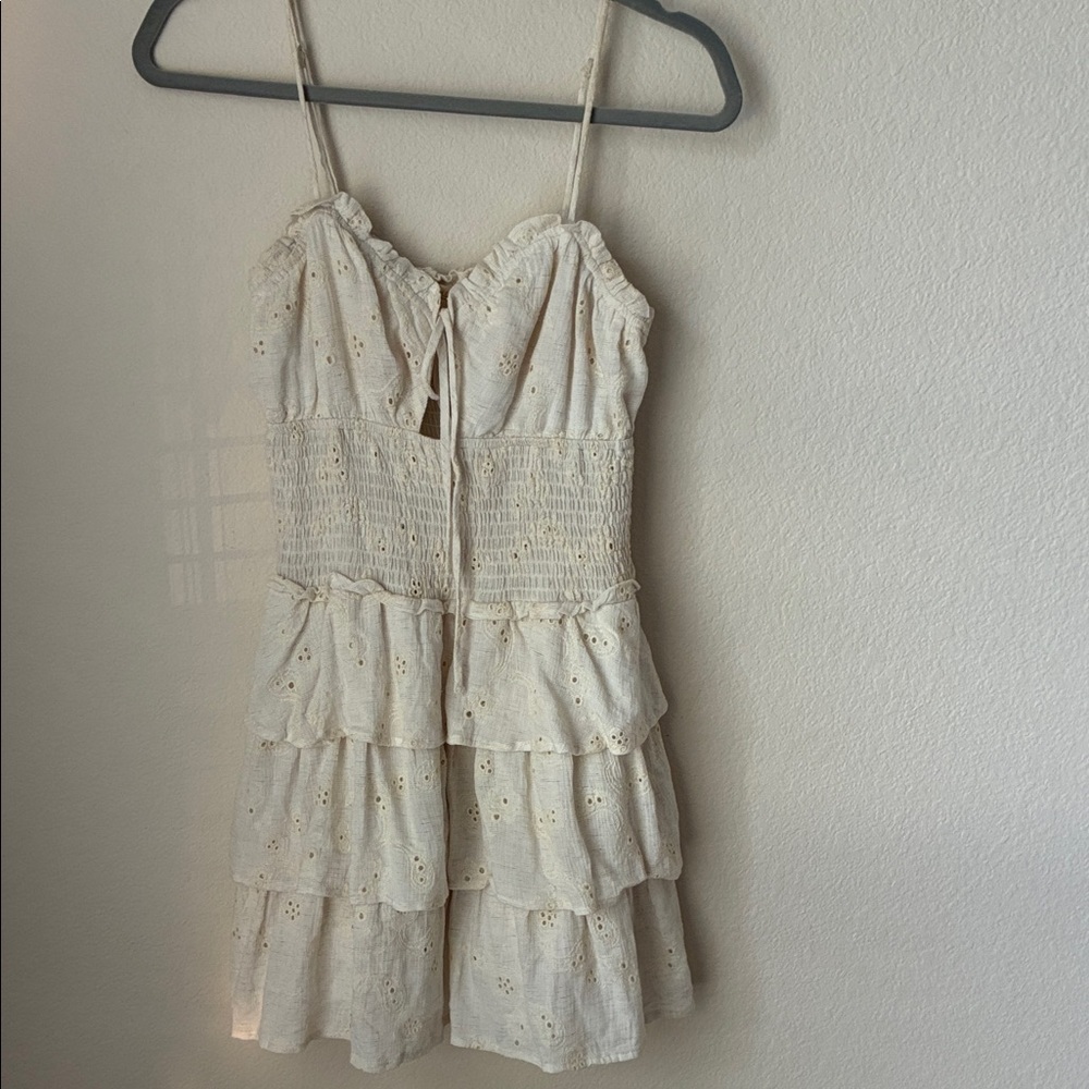 ILLA ILLA Cream Eyelet Tiered Mini Dress